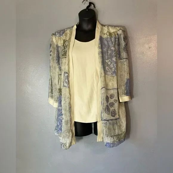 R&M Richards By Karen Kwong Sheer Jacket With Mock Tee - Picture 1 of 6